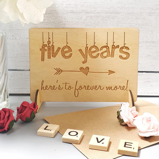 Wooden Wedding Anniversary Card I Personalised Engraved Anniversary Gift