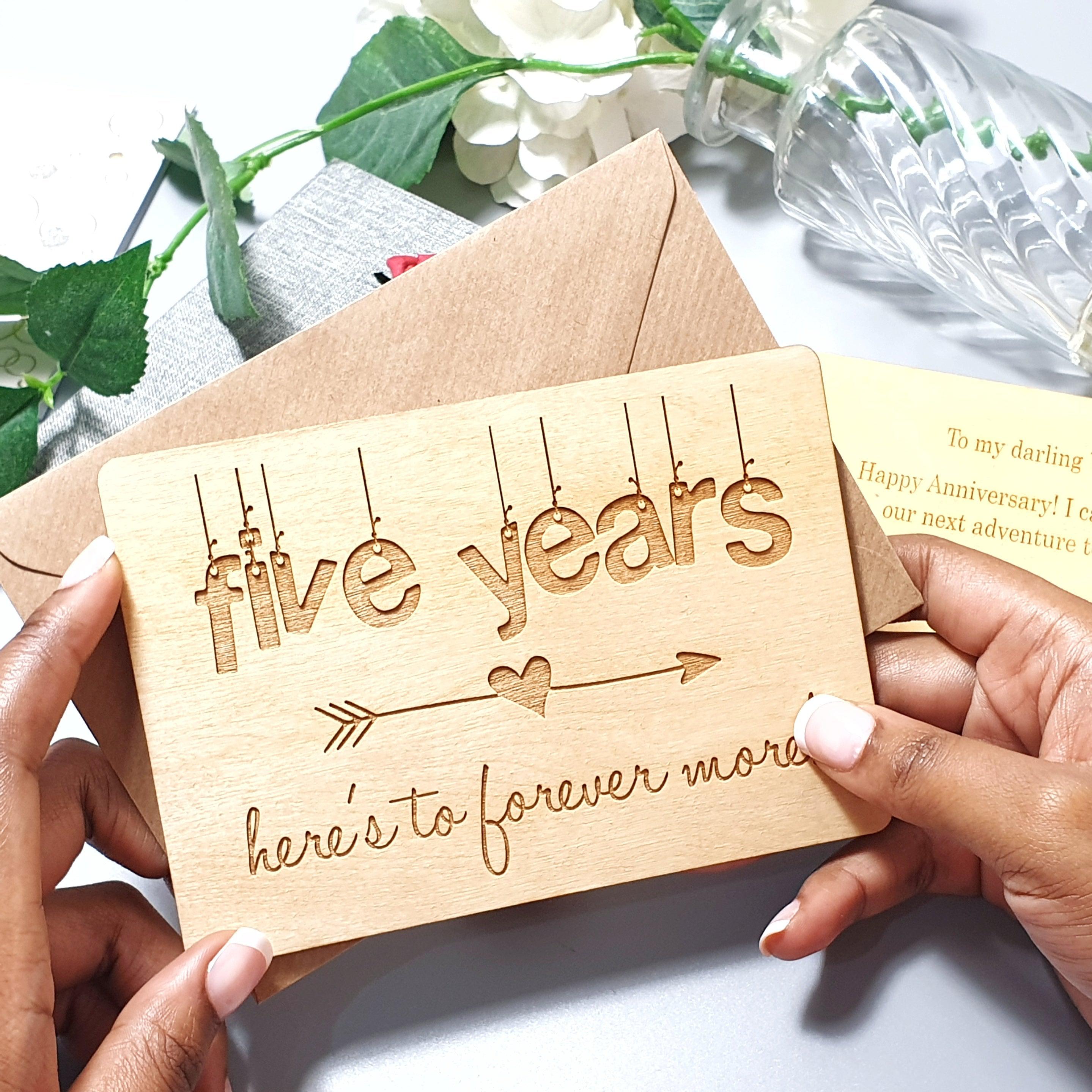 Wooden Wedding Anniversary Card I Personalised Engraved Anniversary Gift