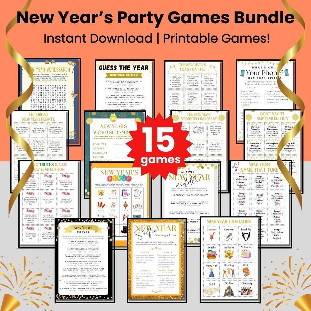 new year's party games & activities | printable & instant download