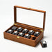 10 Grid Wooden Watch Box with Velvet Cushions – Solid Wood Watch Storage & Display Case