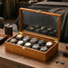 10 Grid Wooden Watch Box with Velvet Cushions – Solid Wood Watch Storage & Display Case