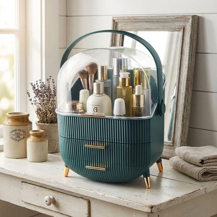 Large Makeup Storage Organiser with Lid – Waterproof Makeup & Skincare Organiser with Drawers