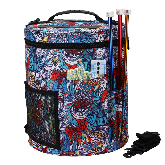 Large Knitting & Crochet Storage Bag with Lid – Yarn Organiser Tote for Needles, Hooks & Projects