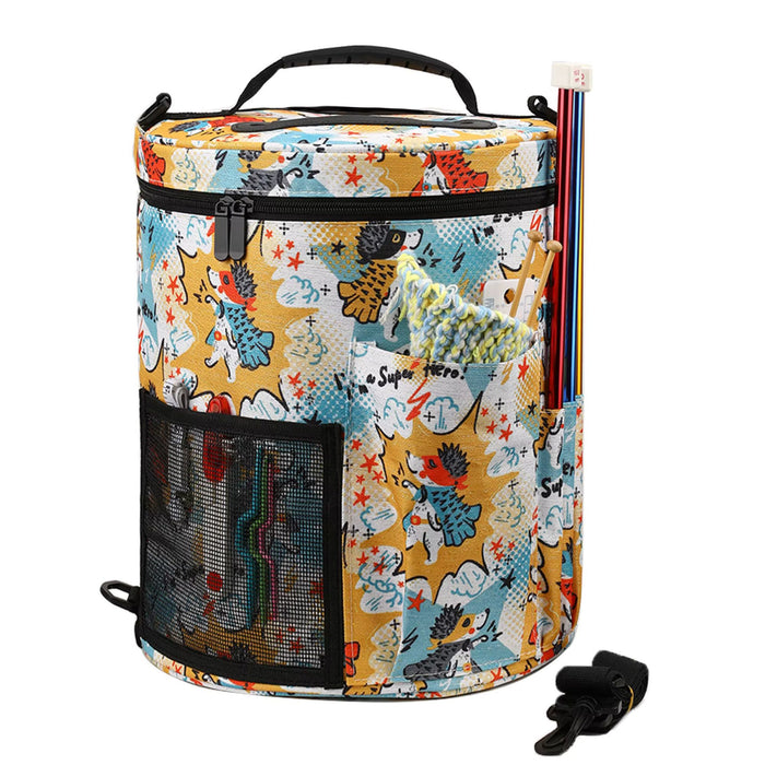 Large Knitting & Crochet Storage Bag with Lid – Yarn Organiser Tote for Needles, Hooks & Projects