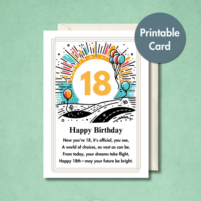 18th Birthday Card with Poem | Printable Card for Daughter Son