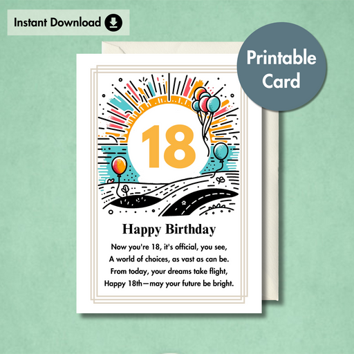 18th Birthday Card with Poem | Printable Card for Daughter Son