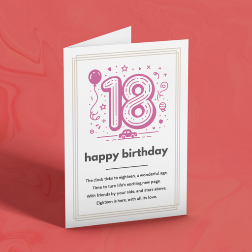 18th Birthday Card with Unique Poem Message | Printable Birthday Wishes Card