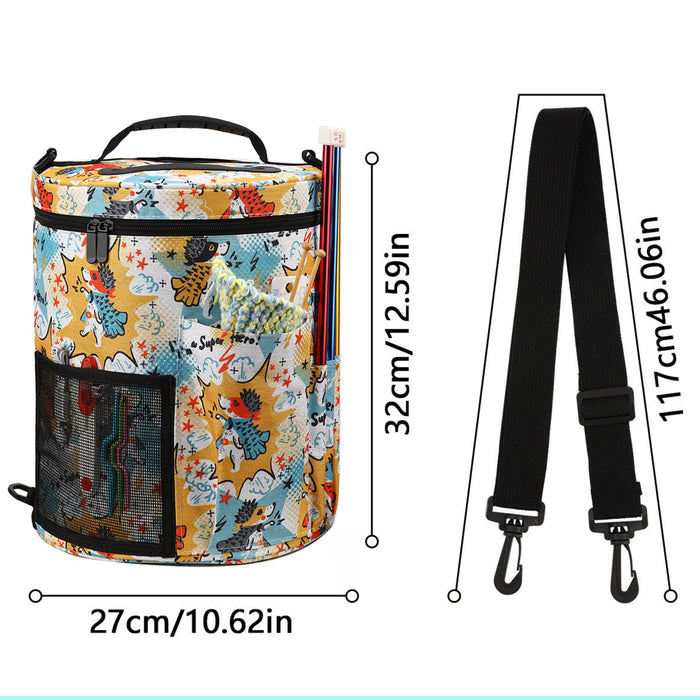 Large Knitting & Crochet Storage Bag with Lid – Yarn Organiser Tote for Needles, Hooks & Projects