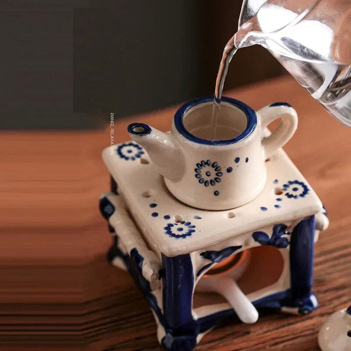 3-in-1 Vintage Ceramic Oil Incense Burner, Reed Diffuser & Tea Candle Warmer Set