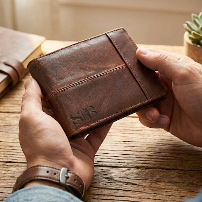 Personalised Leather Wallet I Engraved 21st 18th Birthday Gift for Him
