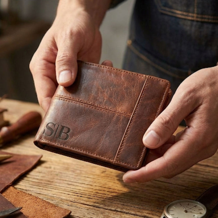 Personalised Leather Wallet I Engraved 21st 18th Birthday Gift for Him