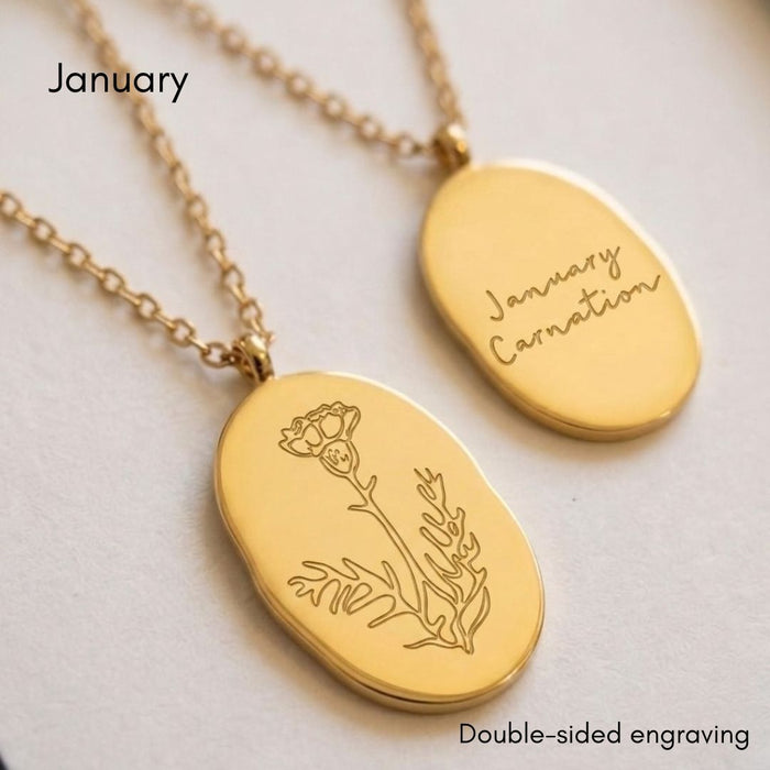 40th Birthday Gift for Sister, Personalised Birth Flower Necklace for Sister, 40th Birthday Necklace, Sister 40th Keepsake, Gold Birth Flower Pendant, 40th Gift for Her