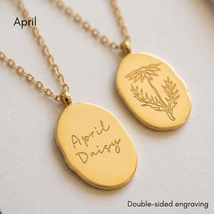 40th Birthday Gift for Sister, Personalised Birth Flower Necklace for Sister, 40th Birthday Necklace, Sister 40th Keepsake, Gold Birth Flower Pendant, 40th Gift for Her