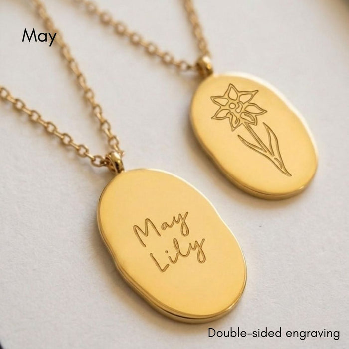 40th Birthday Gift for Sister, Personalised Birth Flower Necklace for Sister, 40th Birthday Necklace, Sister 40th Keepsake, Gold Birth Flower Pendant, 40th Gift for Her