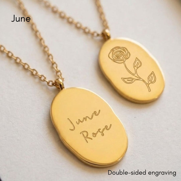 40th Birthday Gift for Sister, Personalised Birth Flower Necklace for Sister, 40th Birthday Necklace, Sister 40th Keepsake, Gold Birth Flower Pendant, 40th Gift for Her