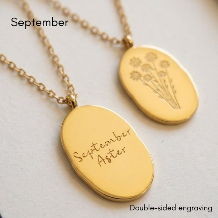 40th Birthday Gift for Sister, Personalised Birth Flower Necklace for Sister, 40th Birthday Necklace, Sister 40th Keepsake, Gold Birth Flower Pendant, 40th Gift for Her