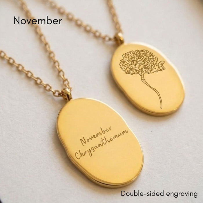 40th Birthday Gift for Sister, Personalised Birth Flower Necklace for Sister, 40th Birthday Necklace, Sister 40th Keepsake, Gold Birth Flower Pendant, 40th Gift for Her