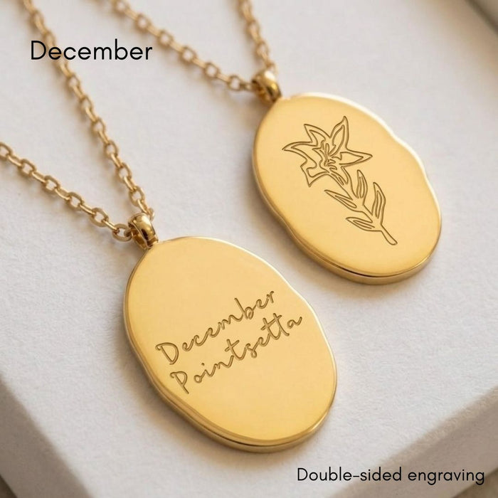 40th Birthday Gift for Sister, Personalised Birth Flower Necklace for Sister, 40th Birthday Necklace, Sister 40th Keepsake, Gold Birth Flower Pendant, 40th Gift for Her