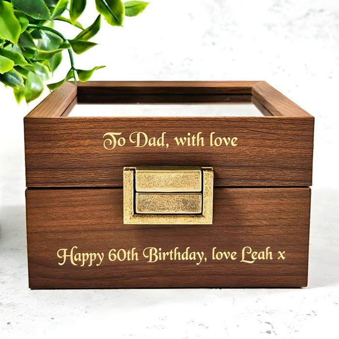 60th Birthday Gift for Dad, Personalised Wooden Watch Box, Luxury 60th Birthday Gift for Him, 60th Birthday Keepsake for Father, Gift for 60 Year Old Men