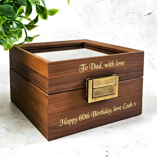 60th Birthday Gift for Dad, Personalised Wooden Watch Box, Luxury 60th Birthday Gift for Him, 60th Birthday Keepsake for Father, Gift for 60 Year Old Men