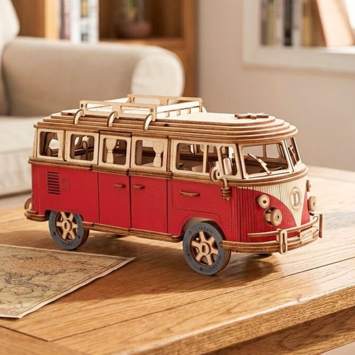 60th Birthday Gift for Dad, Retro Campervan 3D Wooden Puzzle, Unusual Birthday Gift for Him, Wooden Model Kit for Men, Creative Gift for Dad