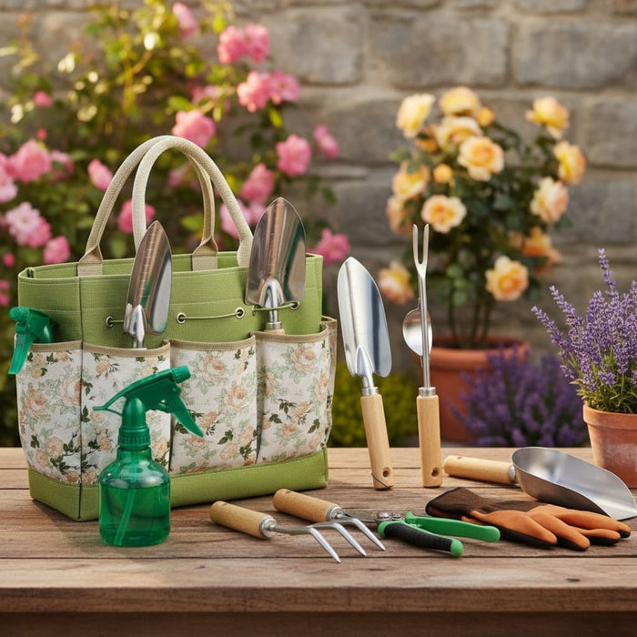 9-Piece Stainless Steel Garden Tool Set with Bag & Gloves