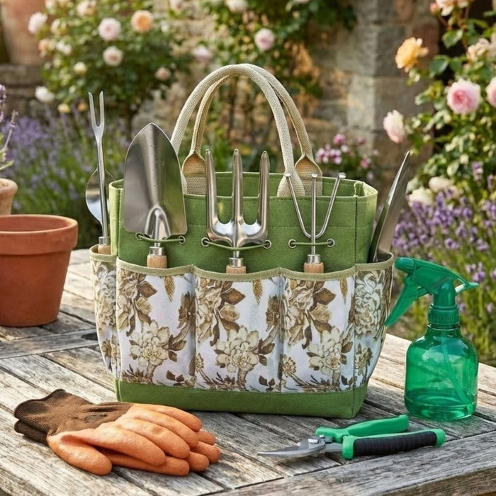 9-Piece Stainless Steel Garden Tool Set with Bag & Gloves