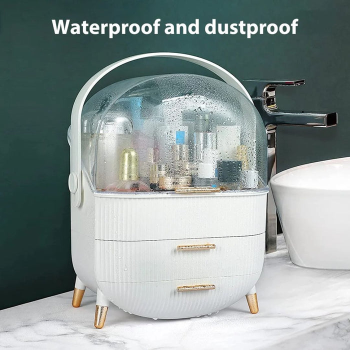 Large Makeup Storage Organiser with Lid – Waterproof Makeup & Skincare Organiser with Drawers