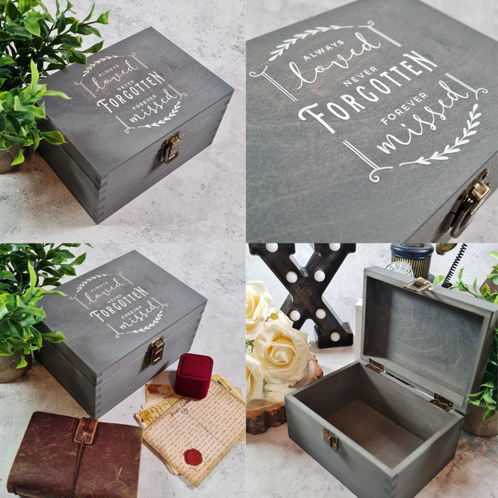 Always Loved Bereavement Memorial Box I In Memory of Ashes Box - 6 Sizes Small to XLarge