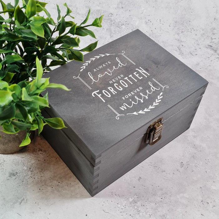 Always Loved Bereavement Memorial Box I In Memory of Ashes Keepsake Box - 6 Sizes Small to XLarge