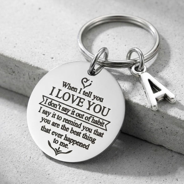 Anniversary Keychain – Romantic Couple Keyring with Personalised Initial
