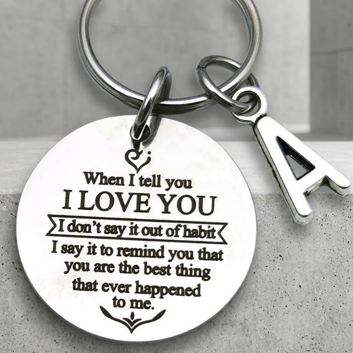 Anniversary Keychain – Romantic Couple Keyring with Personalised Initial