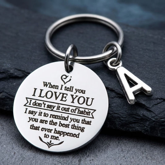 Anniversary Keychain – Romantic Couple Keyring with Personalised Initial