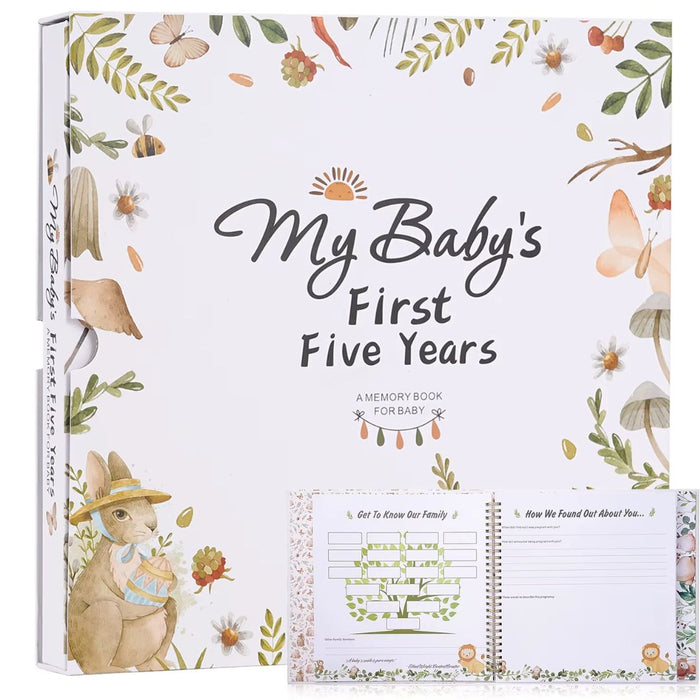 Baby Memory Book – My Baby’s First Five Years Keepsake Album with Milestone Pages, Photos & Stickers