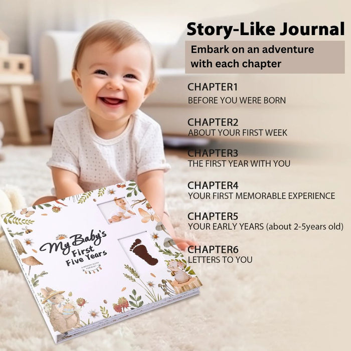 Baby Memory Book – My Baby’s First Five Years Keepsake Album with Milestone Pages, Photos & Stickers