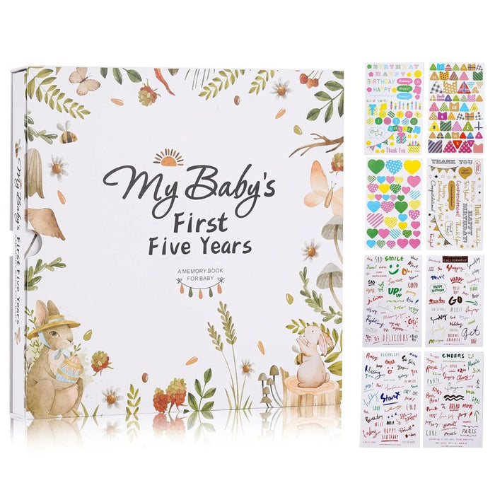 Baby Memory Book – My Baby’s First Five Years Keepsake Album with Milestone Pages, Photos & Stickers
