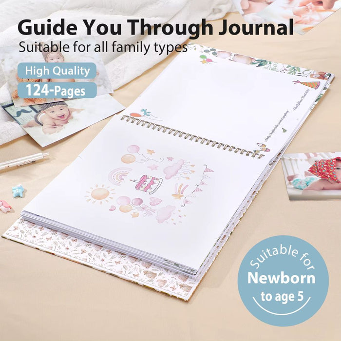 Baby Memory Book – My Baby’s First Five Years Keepsake Album with Milestone Pages, Photos & Stickers