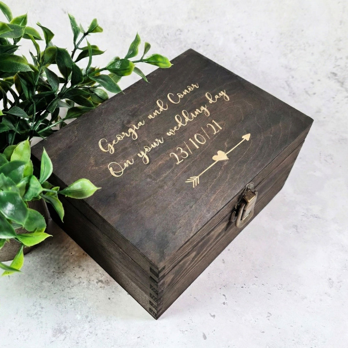 Bride & Groom Wedding Day Gift I Personalised Wood Wedding Memory Box ...