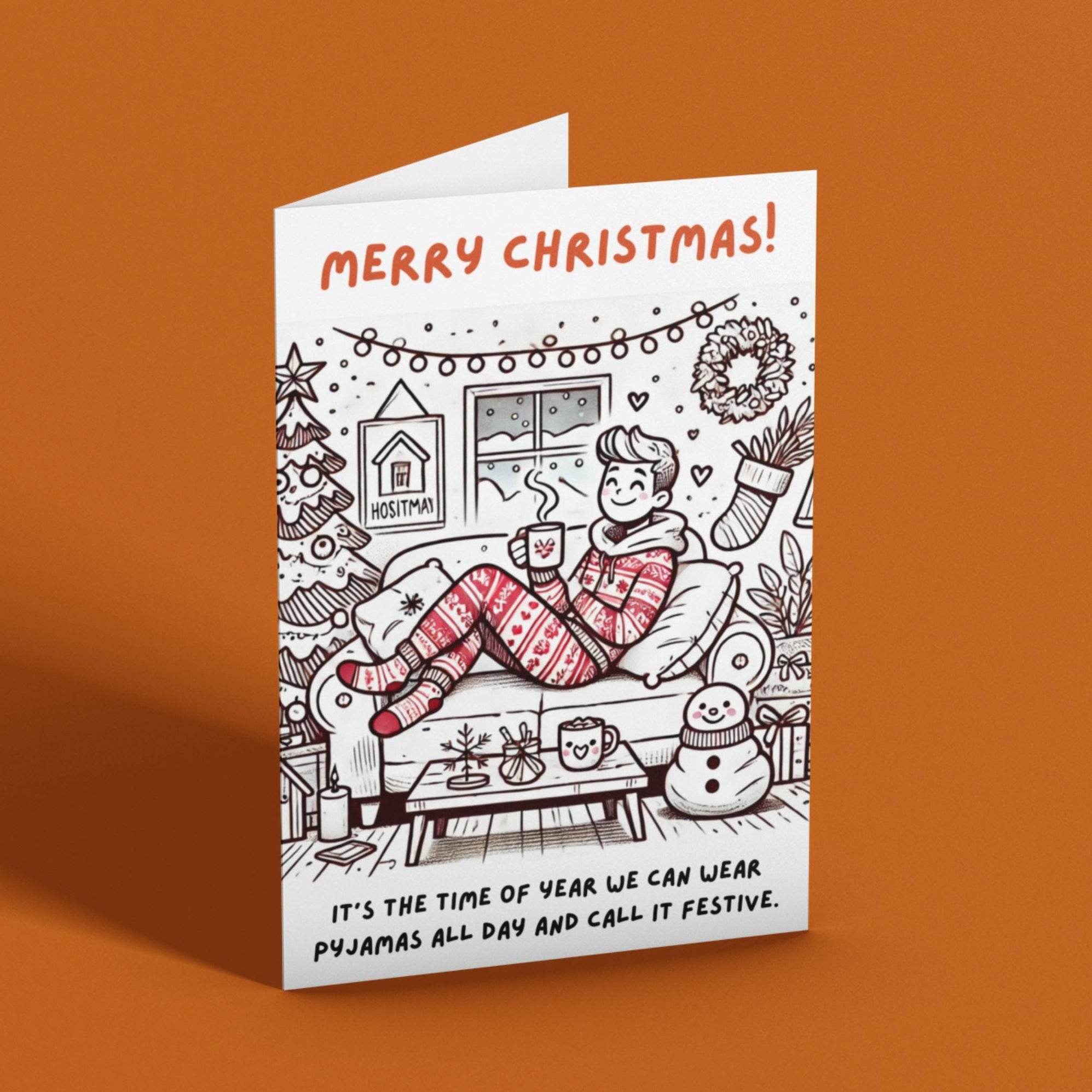 Funny Christmas Pyjamas Card | Instant Download Cute Xmas Card for ...