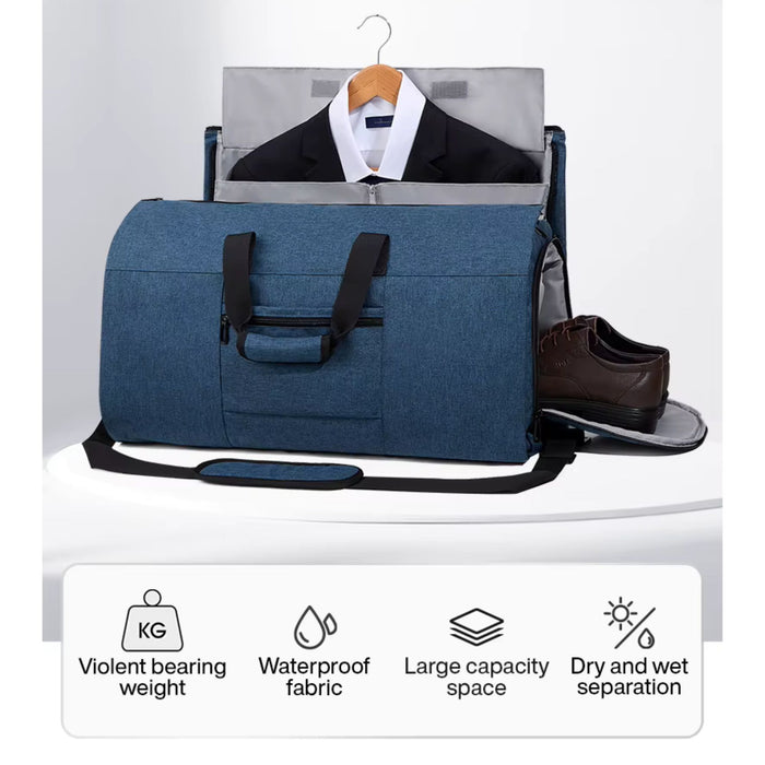 Convertible Garment Duffel Bag – Multifunctional Suit Storage Travel Bag with Shoe Compartment