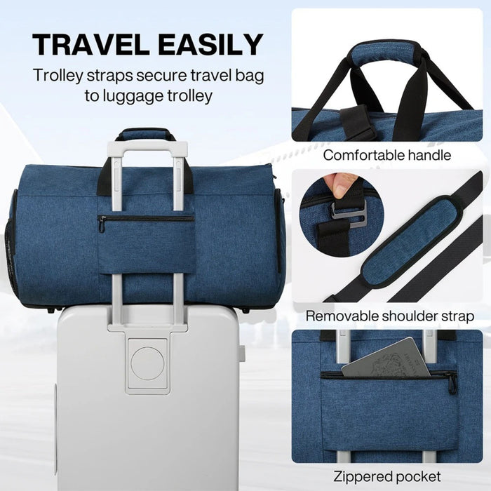 Convertible Garment Duffel Bag – Multifunctional Suit Storage Travel Bag with Shoe Compartment