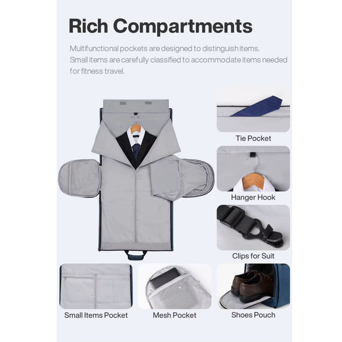 Convertible Garment Duffel Bag – Multifunctional Suit Storage Travel Bag with Shoe Compartment