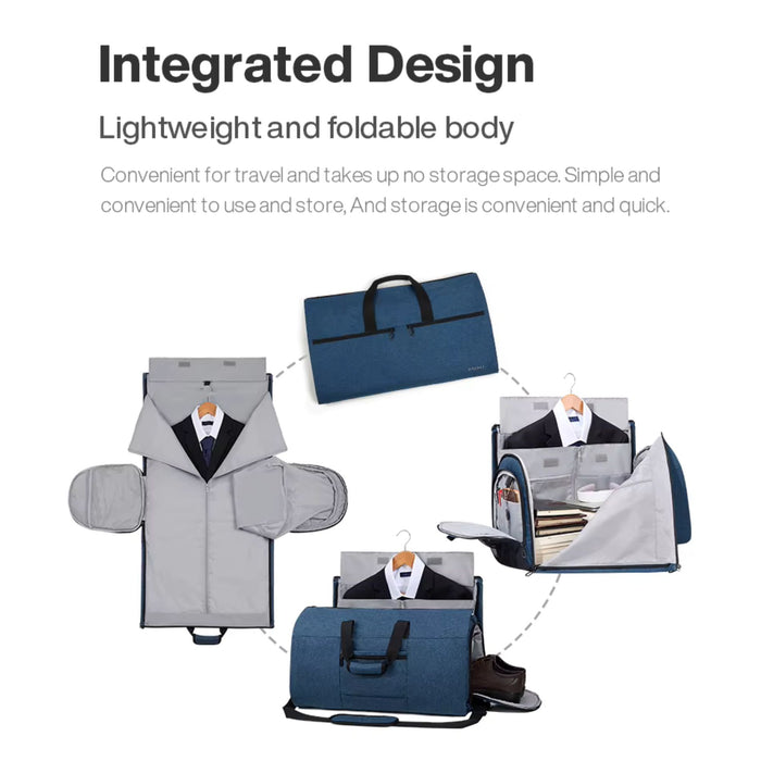 Convertible Garment Duffel Bag – Multifunctional Suit Storage Travel Bag with Shoe Compartment