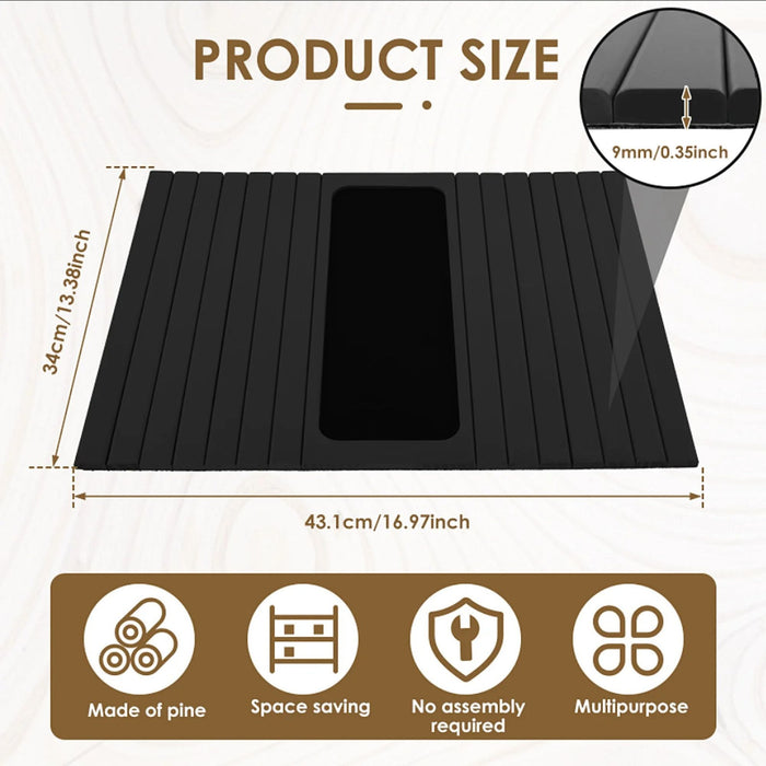 Couch Cup Holder Bamboo Sofa Armrest Tray – Foldable Anti-Slip Sofa Side Table