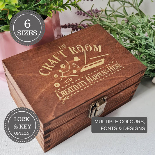 Craft Supplies Storage Box I Wooden Art Paint Box - 6 Sizes Small to XLarge