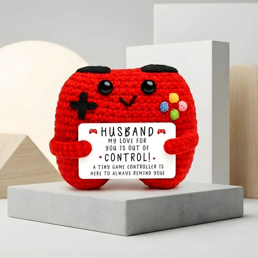 Crochet Husband Game Controller – Handmade Knitted Gift with Card