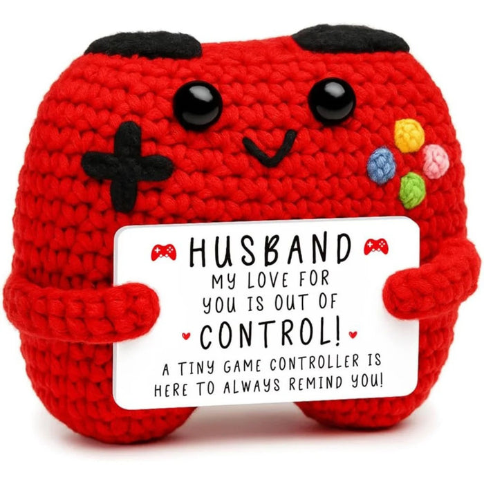 Crochet Husband Game Controller – Handmade Knitted Gift with Card