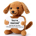 Crochet Positive Energy Dog Doll – Handmade Knitted Puppy Gift with Card
