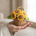 Crochet Sunflower Basket – Hand-Knitted Potted Sunflower Table Decor