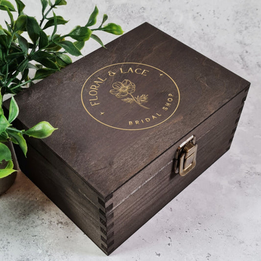 Custom Branded Wooden Packaging Box - 6 Sizes Small to XLarge